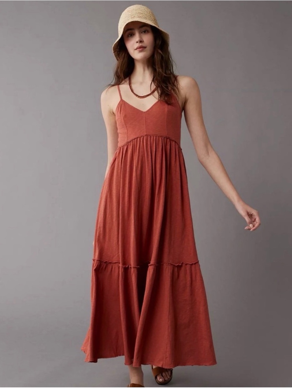 American Eagle Outfitters Rust Red Maxi Dress